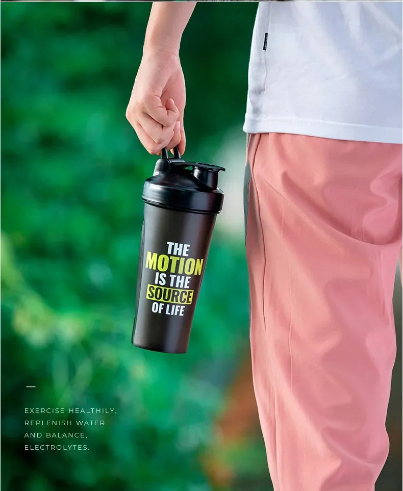 Portable Shaker Bottle for Protein Powder - Leak Proof Gym Mixing Bottle - Plastic Outdoor Drink Cup