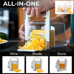 4 in 1 Cheese Cutter with Container 3 Metal Blades Kitchen Cheese Slicer Chopper Grater Butter Box Cheese Storage Container