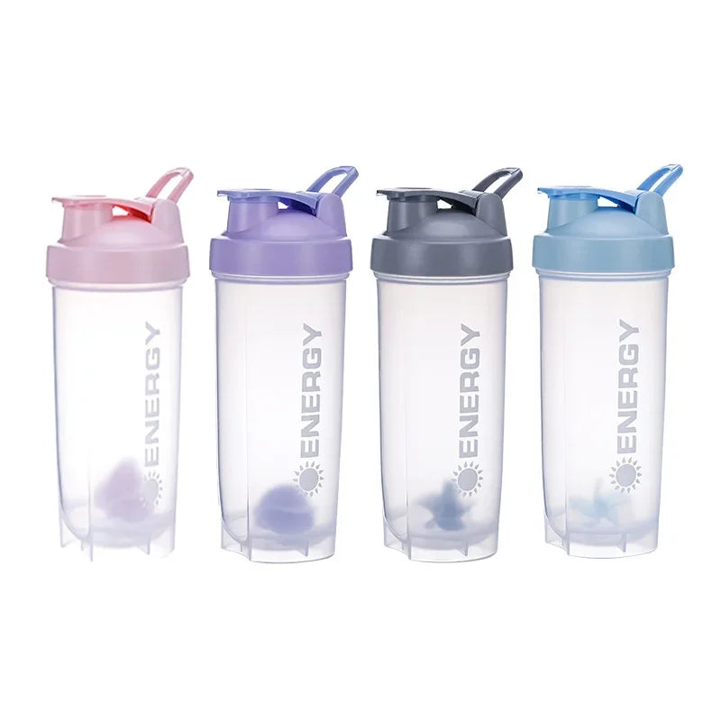 500/700ml Sports Shaker Fitness Milkshake Cup Blender Ball Protein Powder Large Capacity Portable Water Cup with Scale