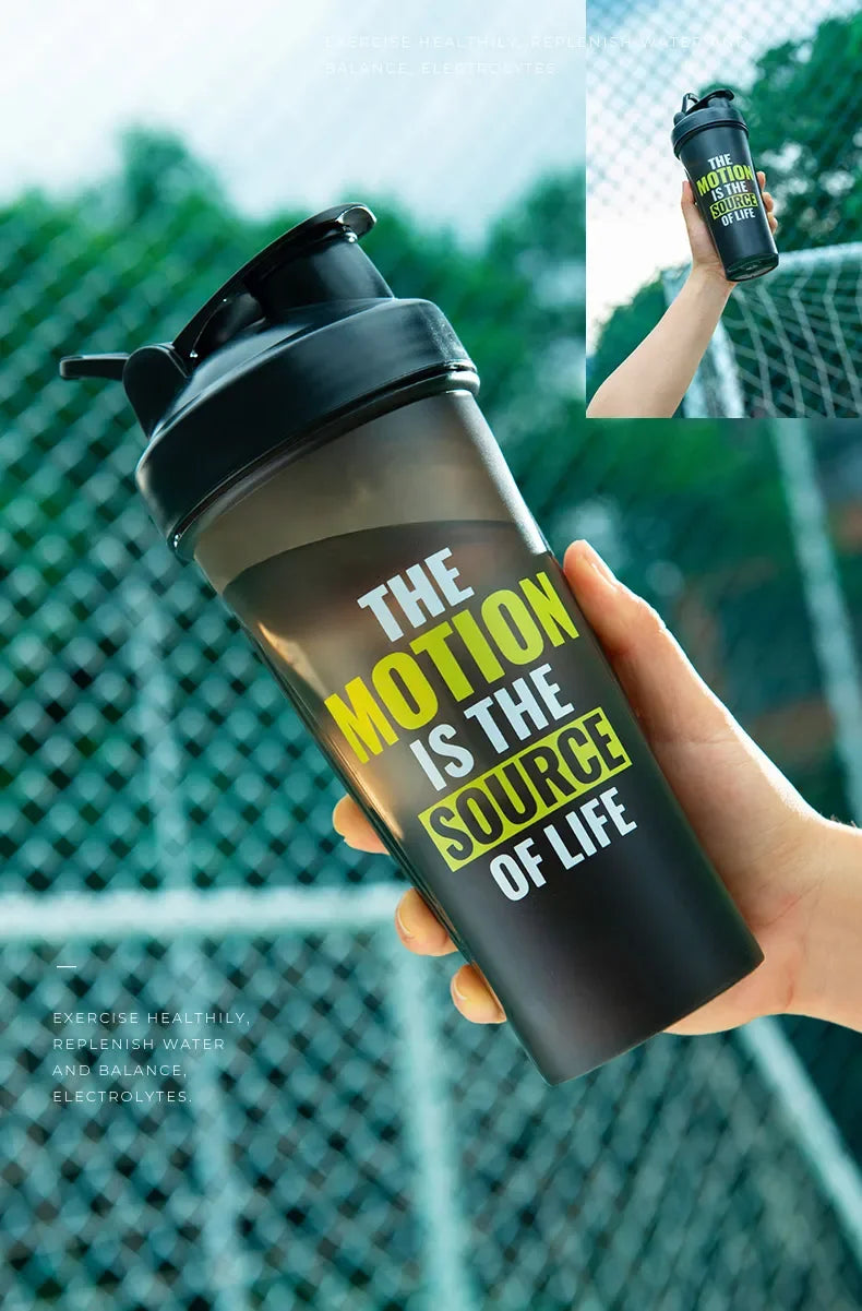 Portable Shaker Bottle for Protein Powder - Leak Proof Gym Mixing Bottle - Plastic Outdoor Drink Cup