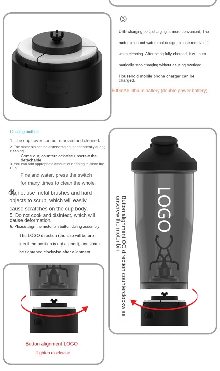 Electric Protein Shaker Bottle 650ml