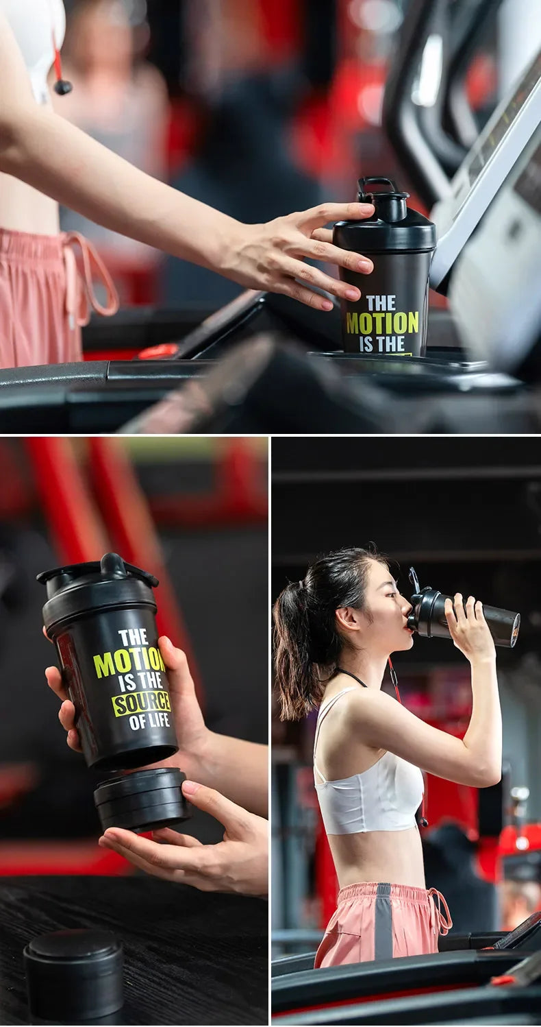 Portable Shaker Bottle for Protein Powder - Leak Proof Gym Mixing Bottle - Plastic Outdoor Drink Cup