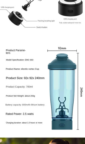 Electric Protein Shaker Bottle 650ml